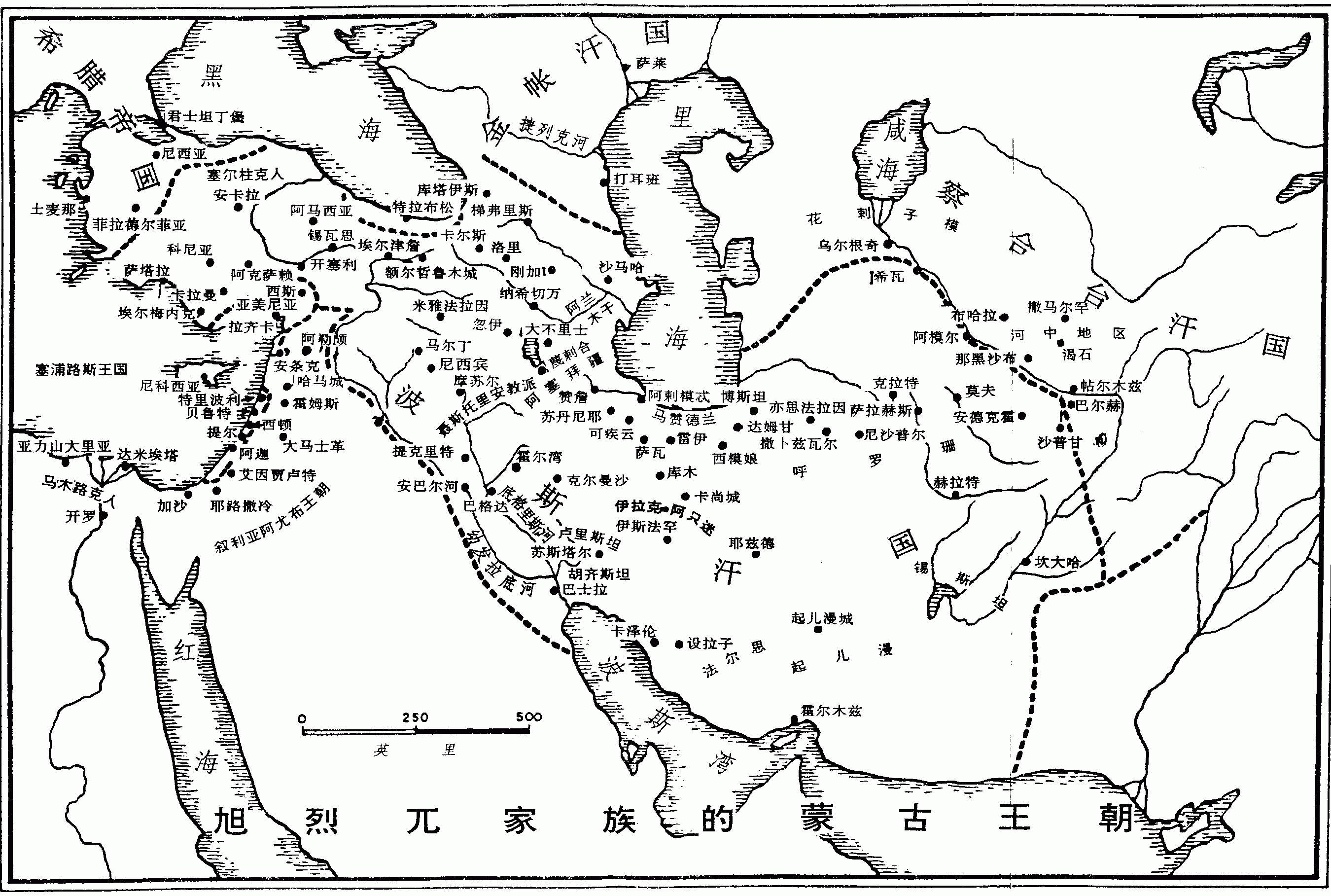 旭烈兀家族的蒙古王朝地图,蒙古地图高清中文版