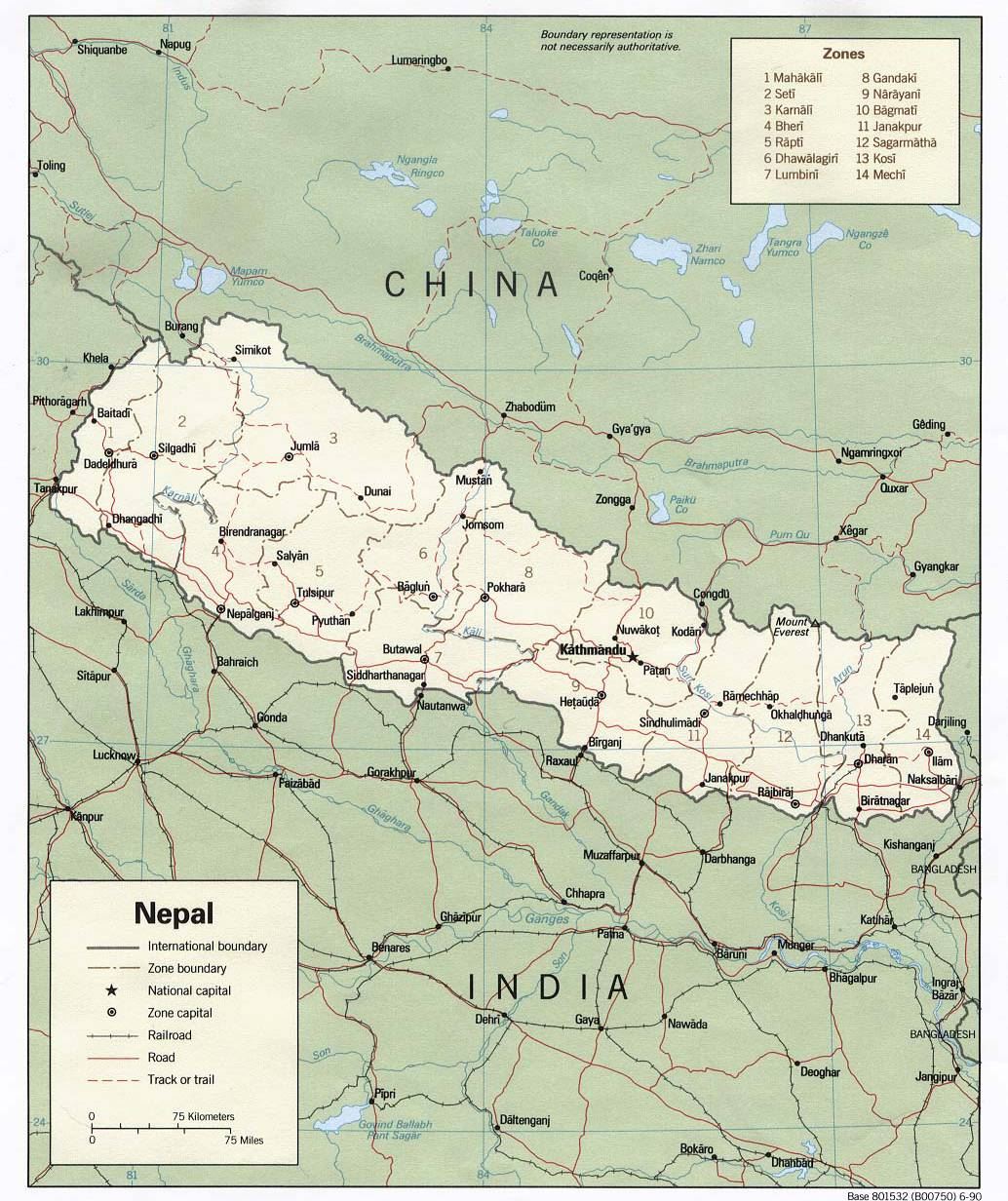 尼泊尔地图,尼泊尔地图高清中文版