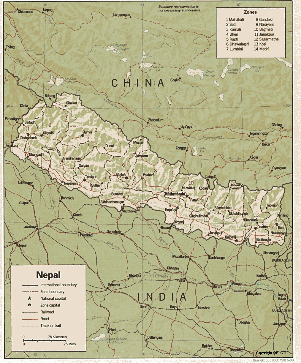 尼泊尔地图,尼泊尔地图高清中文版