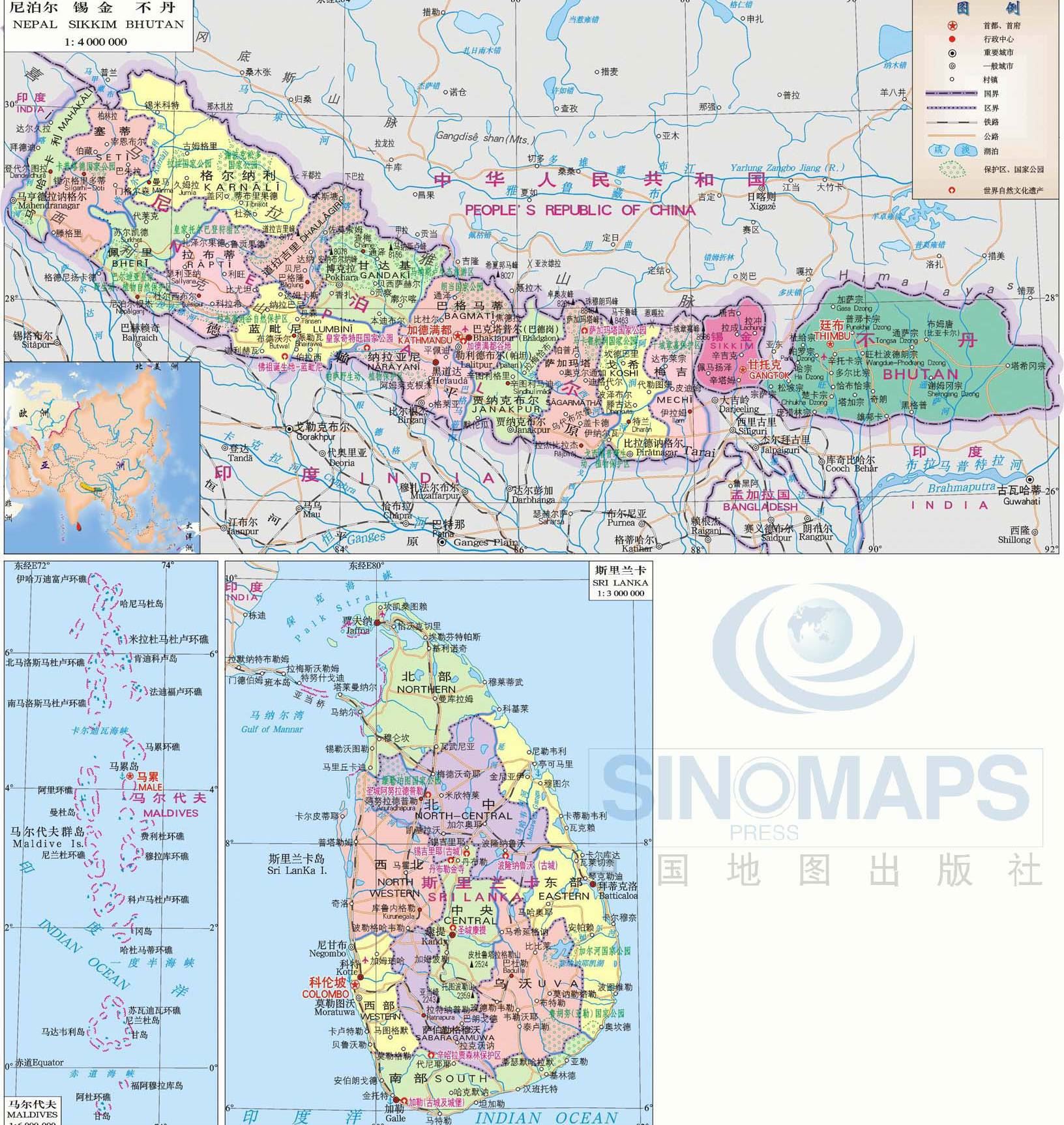 尼泊尔地图,尼泊尔地图高清中文版