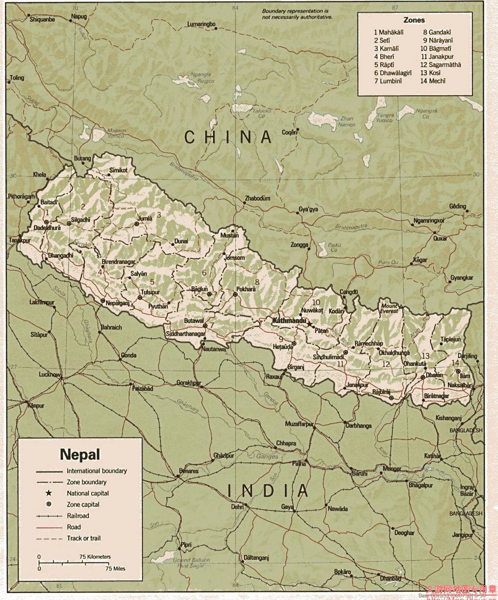 尼泊尔政区图,尼泊尔地图高清中文版