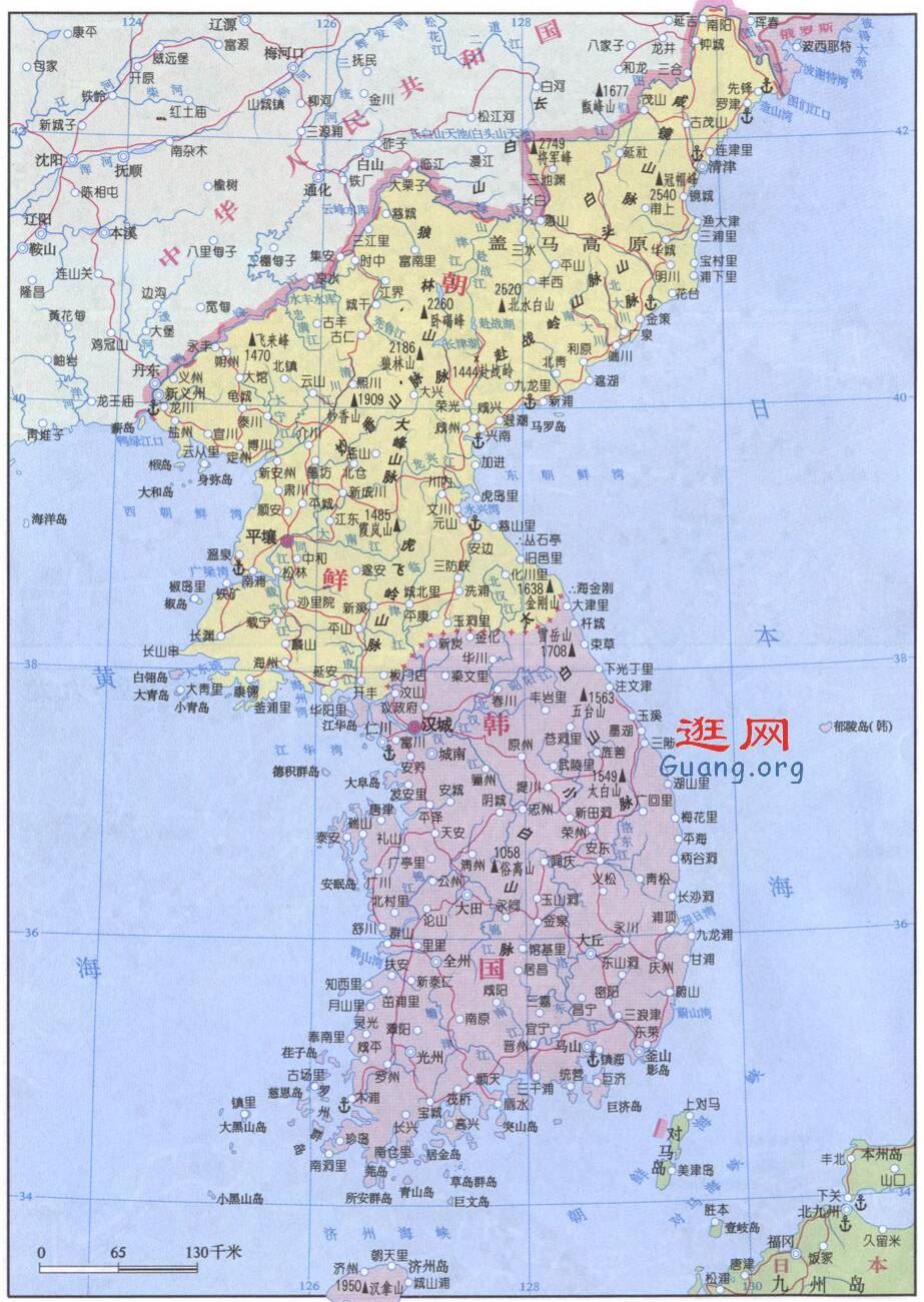 朝鲜及韩国地图,朝鲜地图高清中文版