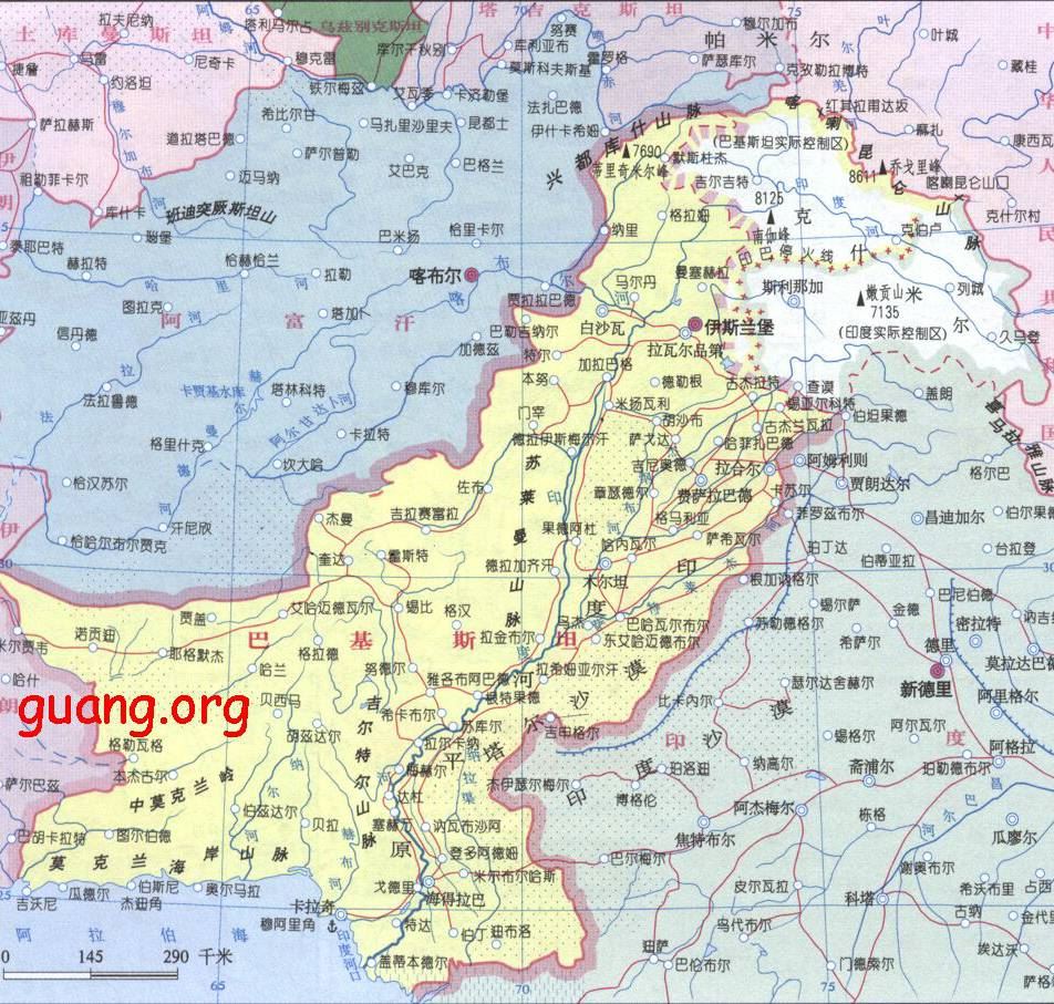 巴基斯坦地理位置地图,巴基斯坦地图高清中文版