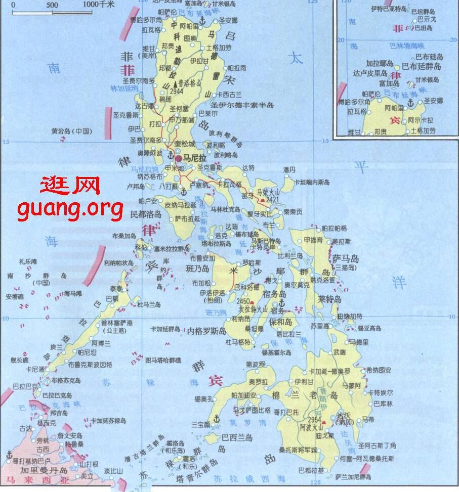 菲律宾地理位置示意图,菲律宾地图高清中文版