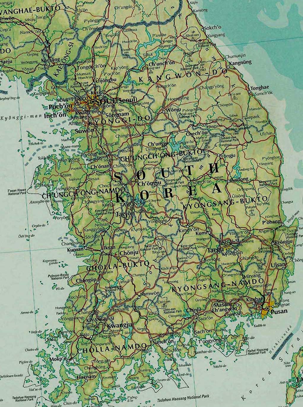 韩国地图,韩国地图高清中文版