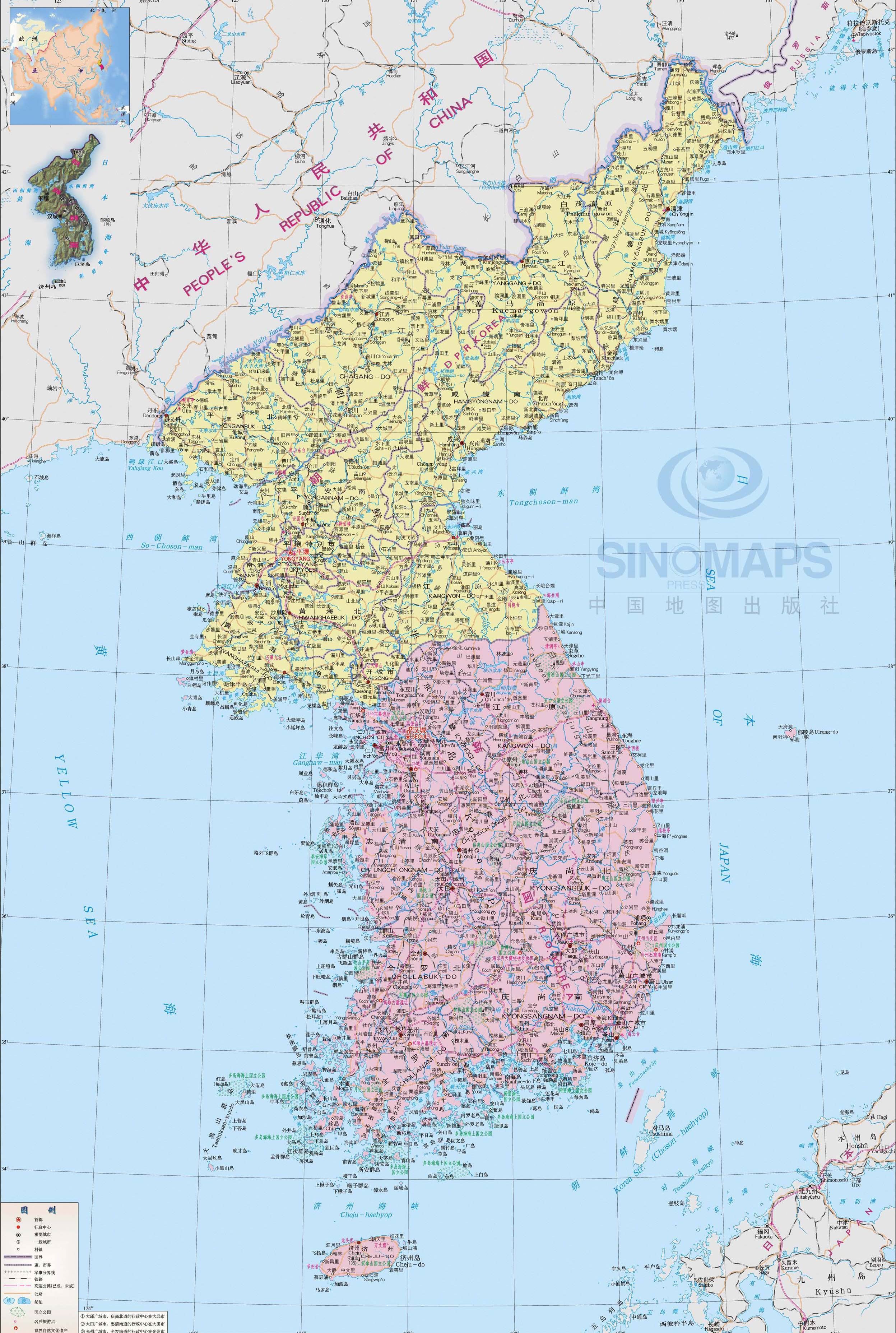 韩国地图,韩国地图高清中文版
