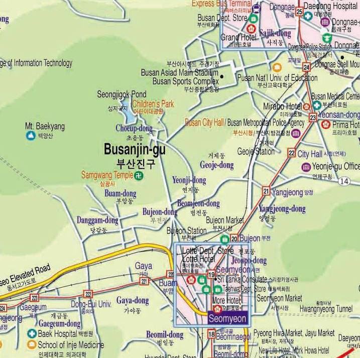 韩国釜山地图,韩国地图高清中文版