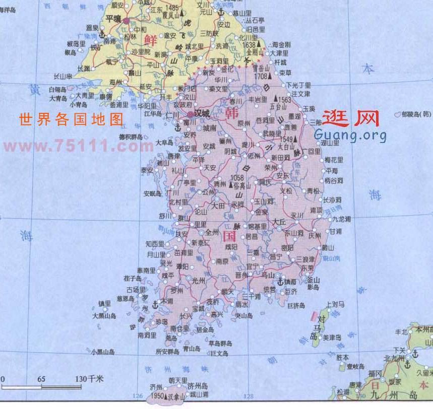 韩国地图,韩国地图高清中文版