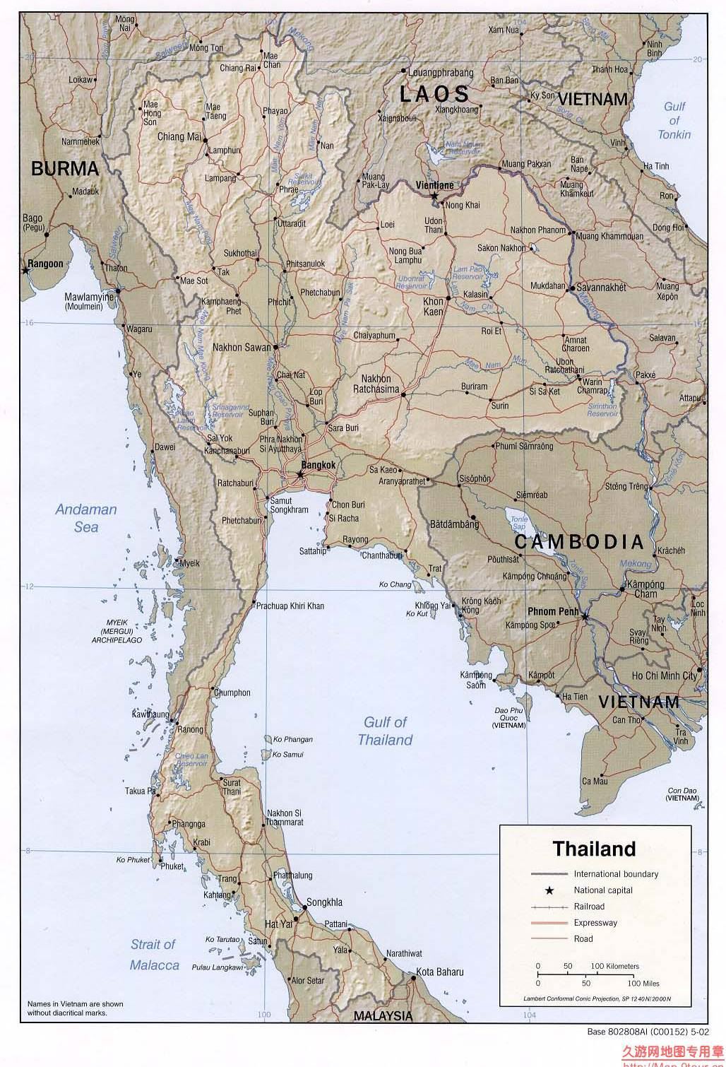 泰国地形图,泰国地图高清中文版