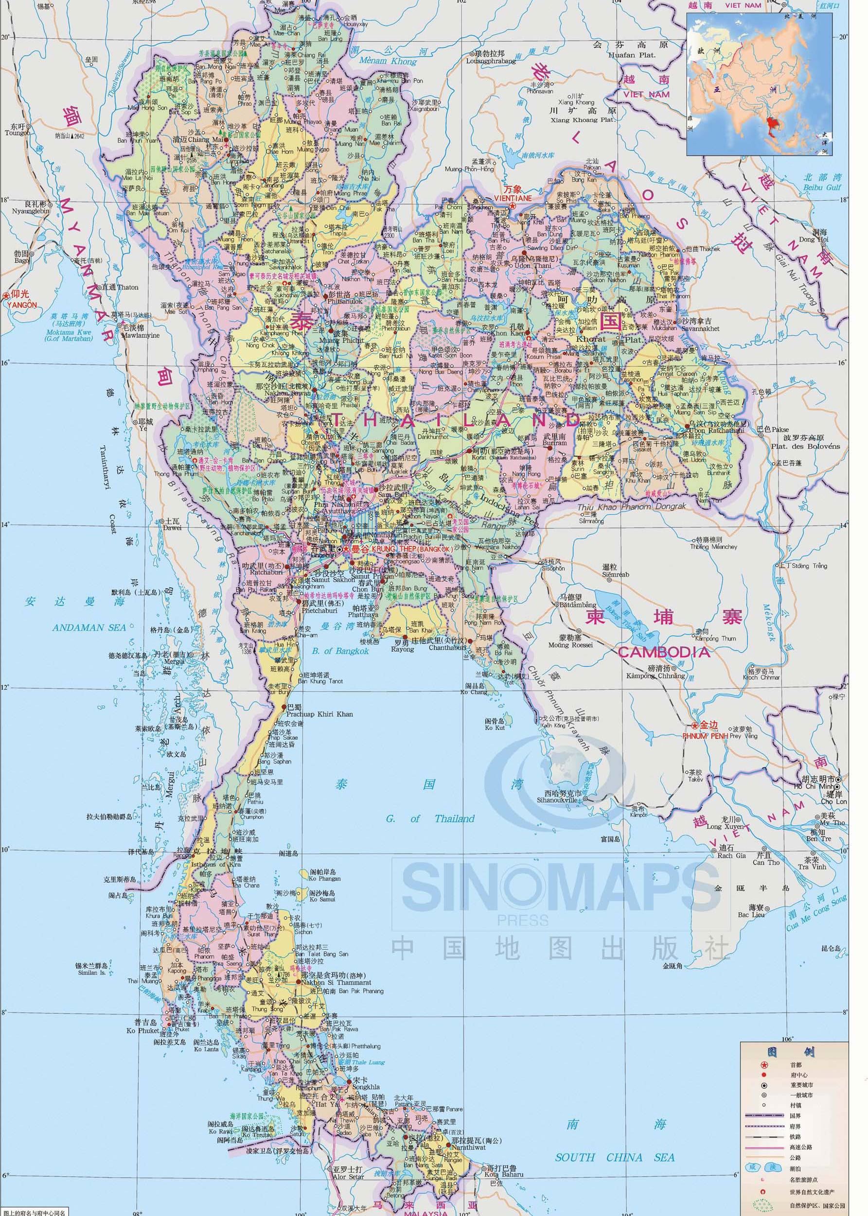 泰国地图,泰国地图高清中文版
