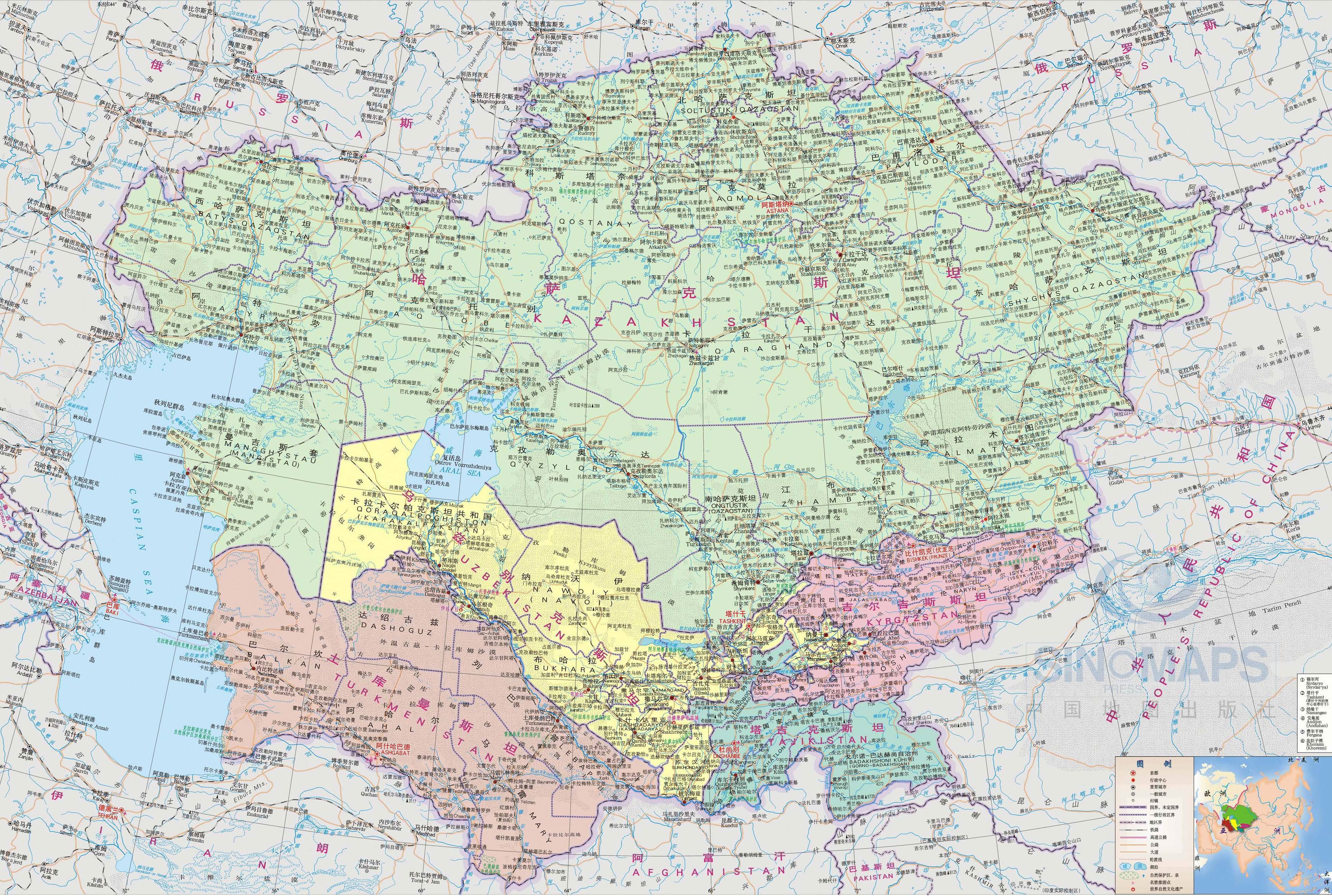 土库曼斯坦地图,土库曼斯坦地图高清中文版