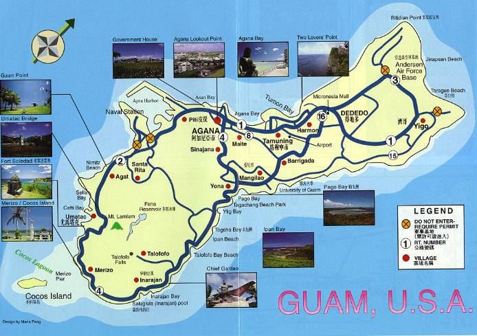 关岛旅游简图,关岛地图高清中文版